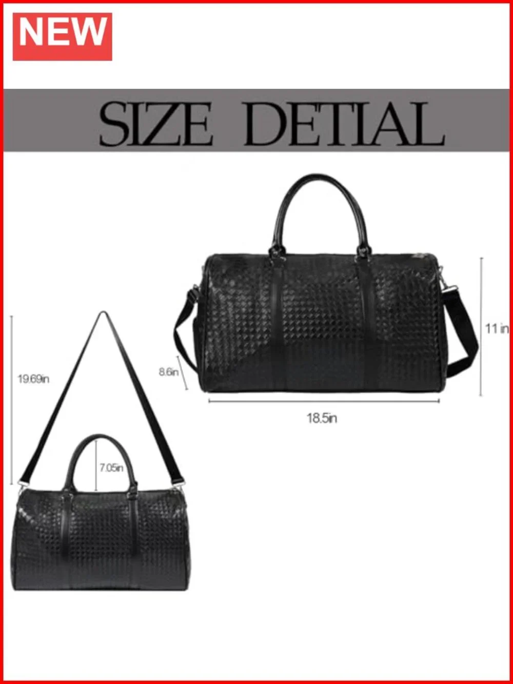 Travel Duffle Bag Weekender with Shoe Compartment Foldable Waterproof Faux